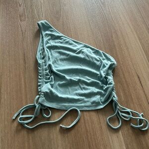 Light Blue One Shoulder Tank Top